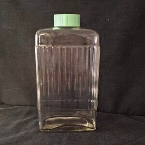 Vintage Refrigerator Water Bottle Owen Illinois Vertical Ribs with Plastic Lid